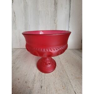 Vintage red frosted goblet glass drinking cup unique art home decor